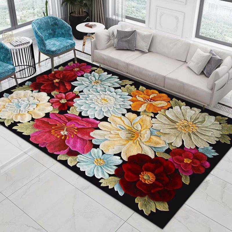 Home Decor Entrance Door Mat Flower Rose Peony Pastoral 3D Printed Carpet Living Room Rugs Furry Mat Carpet Bedroom Decoration