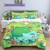 Pokémon Bulbasaur Vzor Povlečení Domácí Dekorace Narozeninový Dárek (1 * povlak na peřinu + 2 * povlak na polštář, bez jádra)