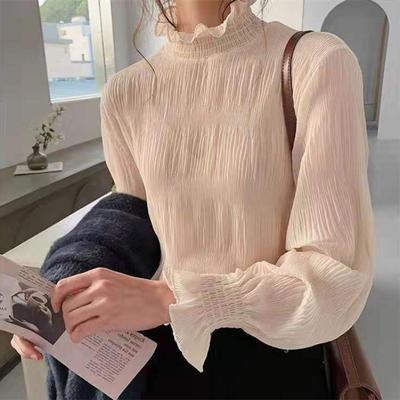 Women's Spring Autumn Lace Bottoming Shirts Female Solid Loose Shirt Tops Ladies Turtleneck Long Sleeve Popular Blouses
