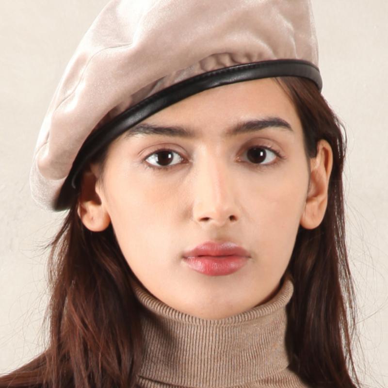 WHITE SANDS Velvet Metallic Berets Lyon Beige