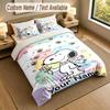3Pcs Bedding Set Custom Name Text, 1 Sheet 2 Pillowcases Home Bed DecorSnoopy Peanuts