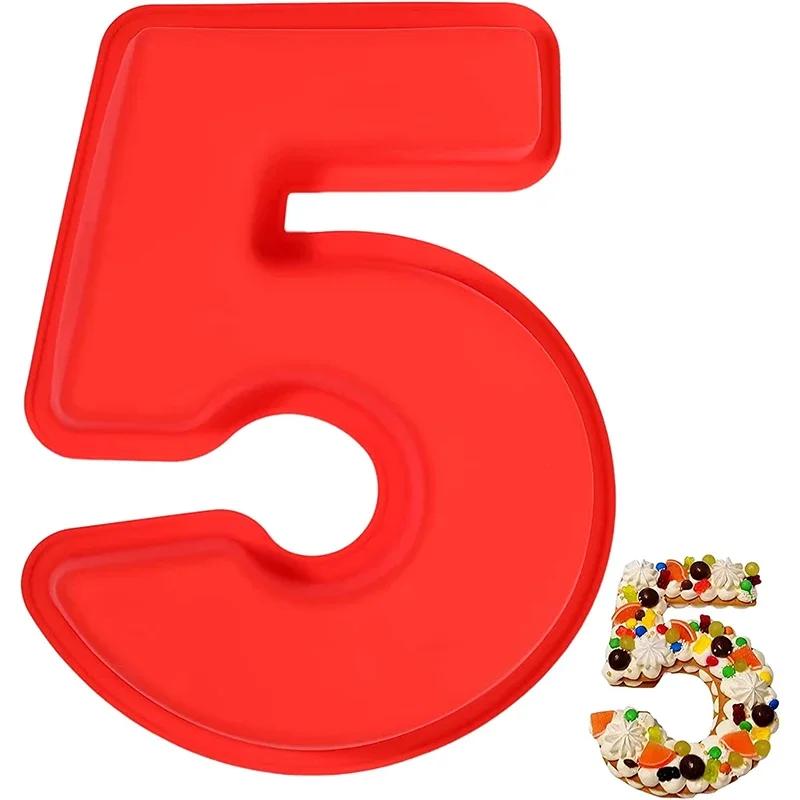 0-9 Silicone Numbers Cake Molds 10-Inch Large 3D Baking Pans DIY Chocolate Fondant Number Mould for Birthday Wedding Anniversary