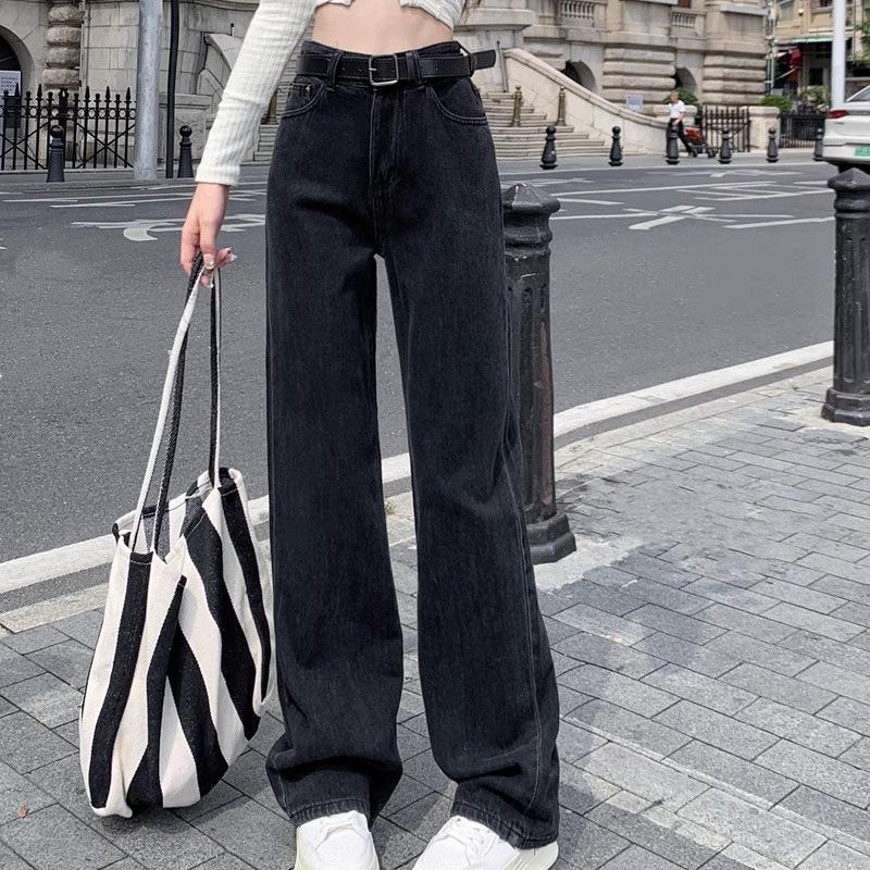 Women's High-Waisted Wide-Leg Jeans - Autumn New Style, Casual Loose Fit, Floor-Length Pants