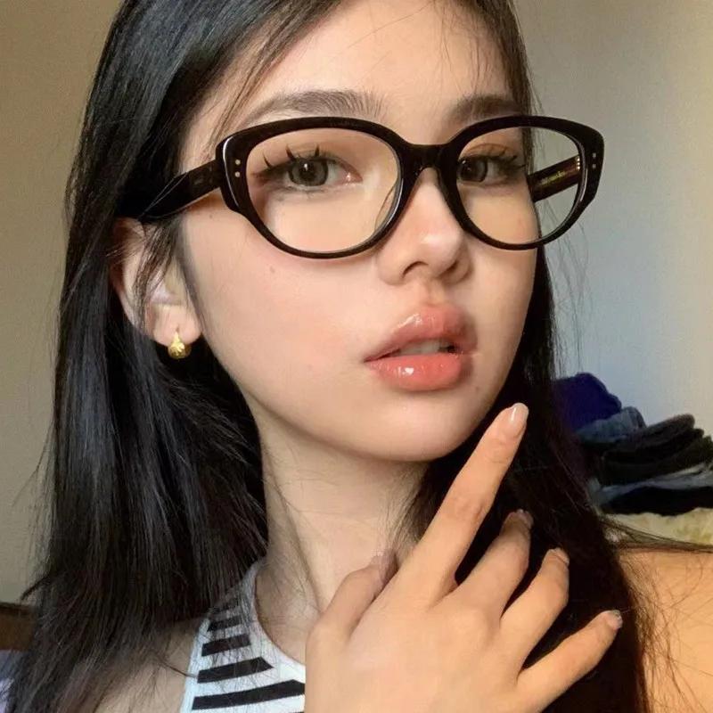 Vintage Cat Eye Eyeglasses Women Blue Light Blocking HD Transparent Classic Prescription Short Sighted Ladies Eyewear