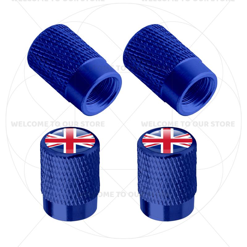 Für Schweden Schwedische Flagge Union Jack Großbritannien Flagge KDCM3 Emblem 4 Stück Aluminium Motorrad Auto Reifenventilkappen Radventil Staubkappen