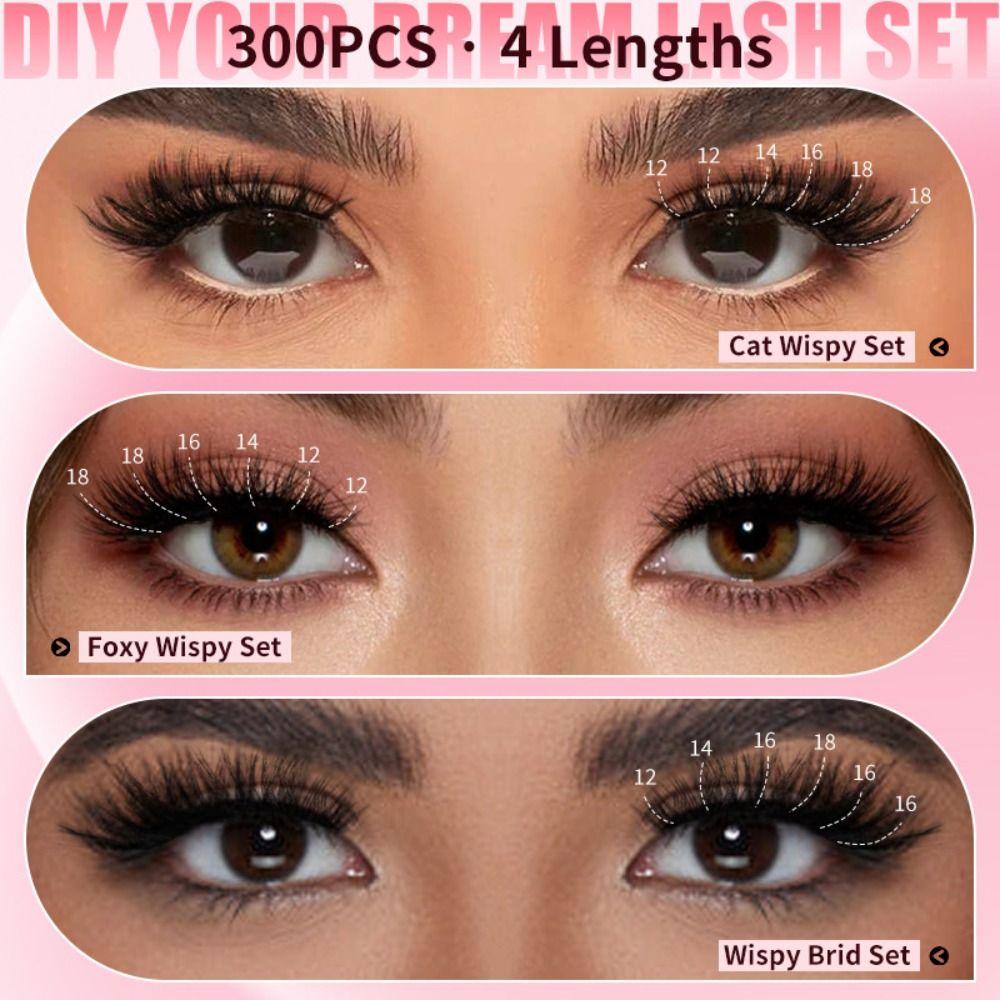 Natural Look False Eyelashes Wispy Style DIY Lash Extension Kit  Makeup Enhancement