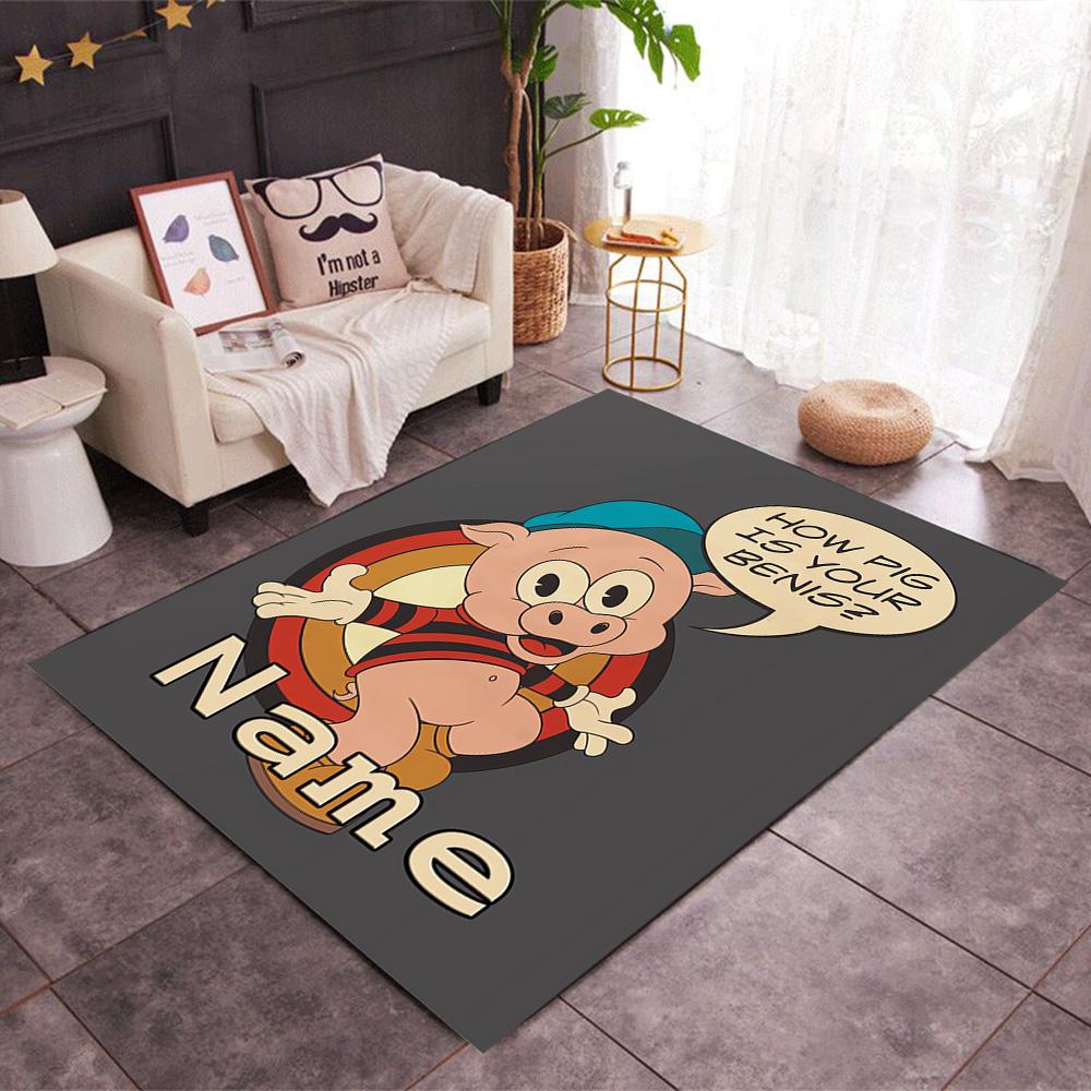 Looney Roadrunner Coyote Adventure Customized Name Carpet Design for Dining Room Entryway Dormitory Game Room Antislip Carpet Decorate Offices