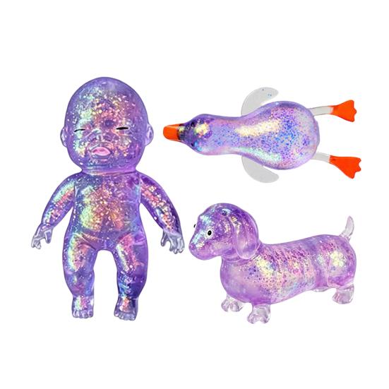 3Pcs Stress Relief Squeeze Toy Soft Stretchy Jellyfish Dog Duck Baby Pizza Bun Ice Cream Waterdrop Cube Sensory Pinch Toy Party Favors F