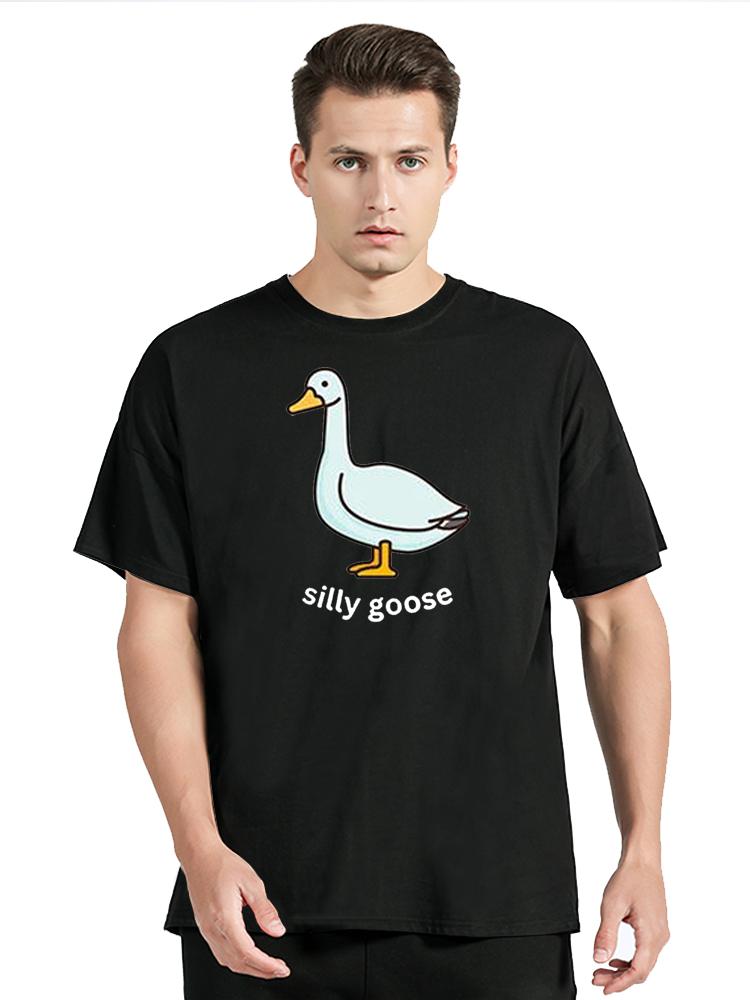 Silly Goose Graphic Sweatshirt Kawaii Animal Fall Tshirt Casual T Shirt Cotton Tops Unisexs Clothing Oversized Unisex Tshirt