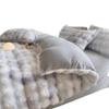 Winter Rabbit Fur & Milk Velvet Four-Piece Bedding Set with Fleece Duvet Cover - High GSM, Perfect for Dormitory.