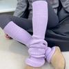 JK Gestrickte Warme Beinwärmer Einfarbige Überknie-Röhren Ballett Joghurt Beinabdeckung Dicke Lange Beinstrümpfe Winter
