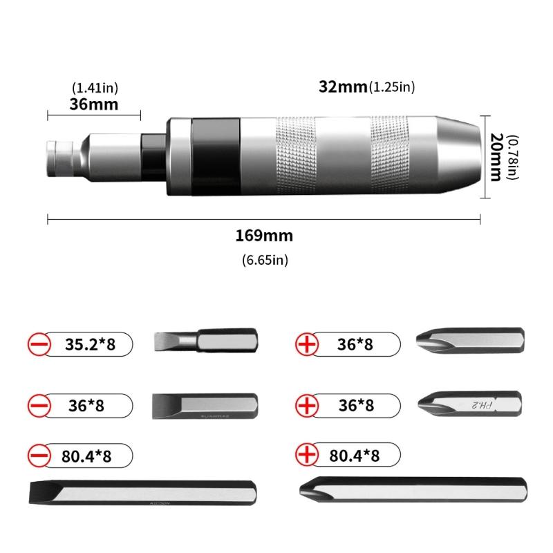Professional Impact Screwdriver Bit Kit Rust Proof Strength Metal Bit Multiple Size NonSlip Handle Flat Screw Remover