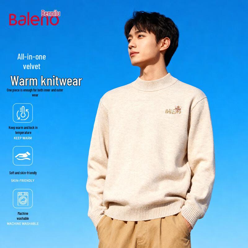 

Baleno Men s Winter Half-Turtleneck Plush Knit Sweater 3XL