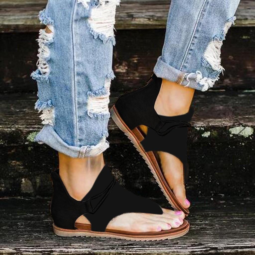 

Женские летние туфли на клипсе, удобные сандалии на молнии, женские повседневные пляжные сандалии на плоской подошве 41 чёрный