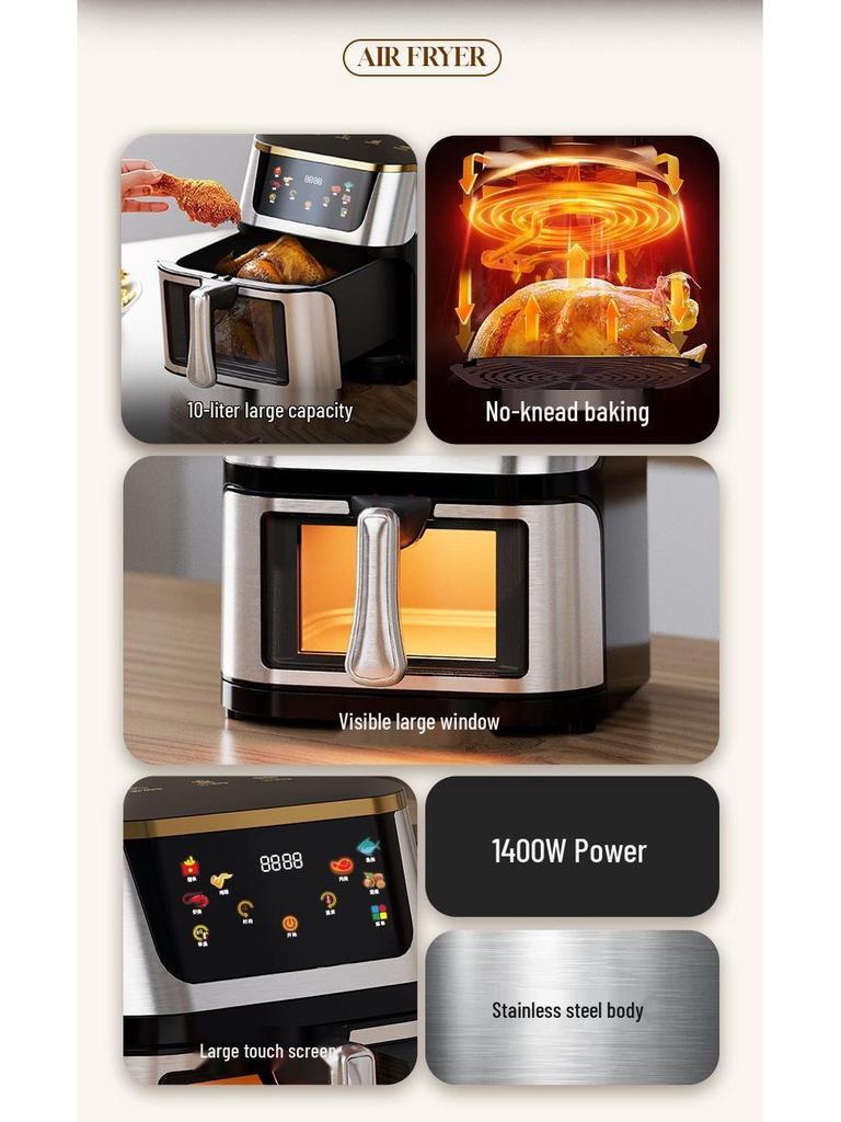 Multi-Functional Stainless Steel Air Fryer Oven with Grill and Large Capacity