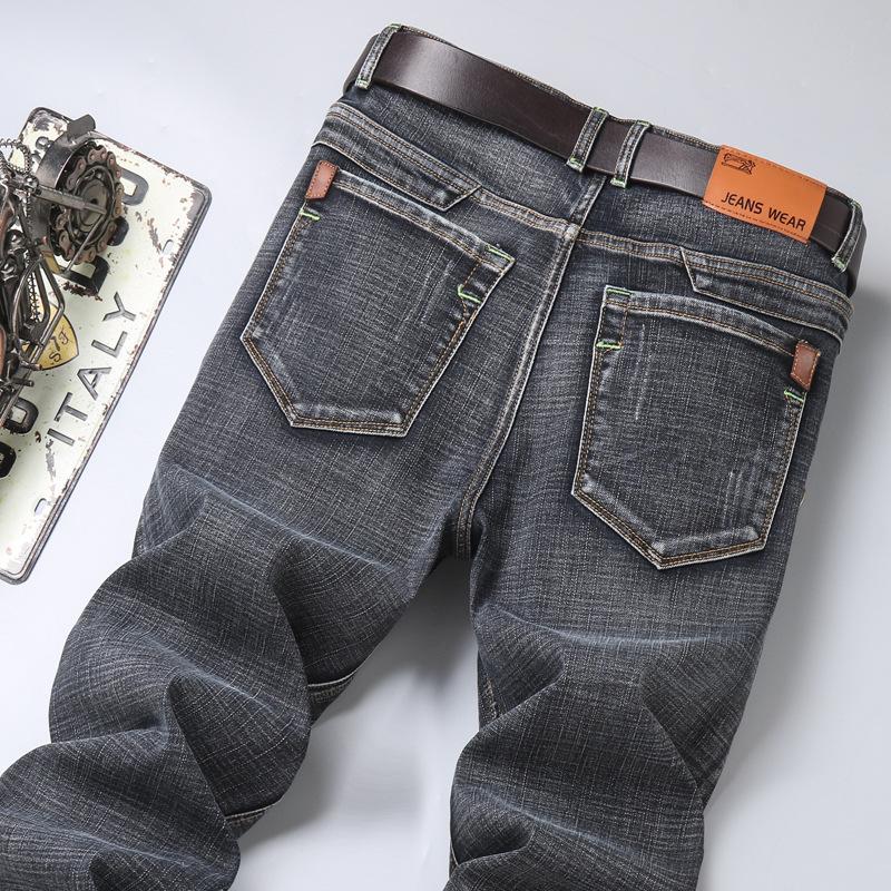 2024 Spring and Autumn New Men's Jeans Straight Tube Slim Fit Elastic Business Casual Pants