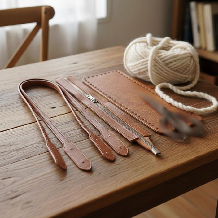 PU Leather Shoulder Bag Knitting Kits DIY Crochet Bag Making Bag Handles Zipper Bag Bottom Shaper for Crochet Handbags