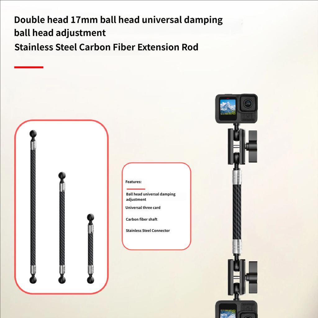 Perche à Selfie Bras d'Extension Avec Têtes à Billes en Aluminium de 17mm 25mm Pour Caméra d'Action et Support pour Appareil Mobile