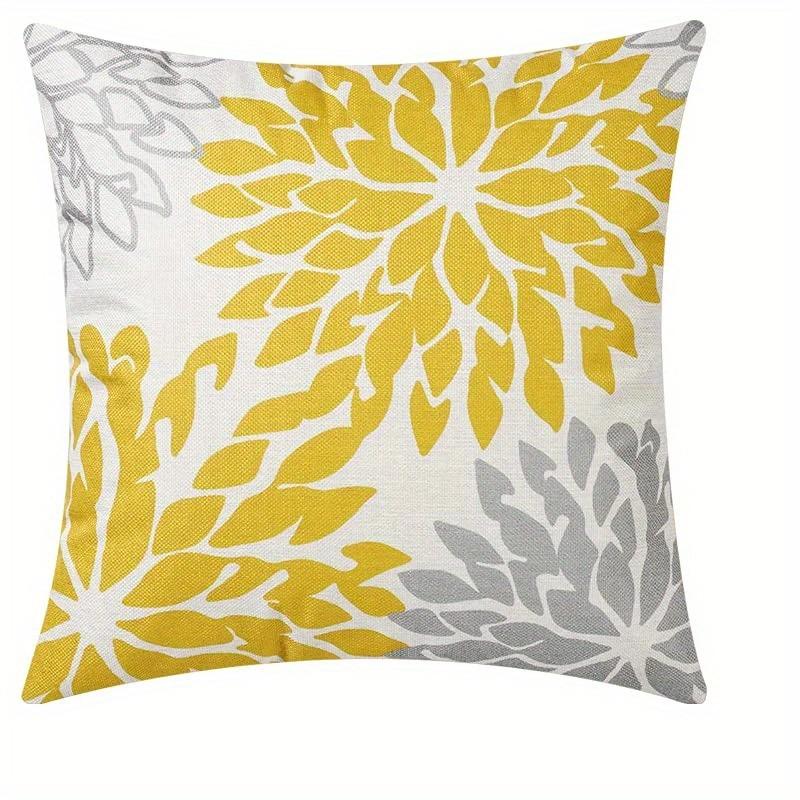 Yellow  Gray Geometric  Floral Pillow Covers Pattern Cushion Cover Suitable For Sofa Bedroom Car Pillow Cover