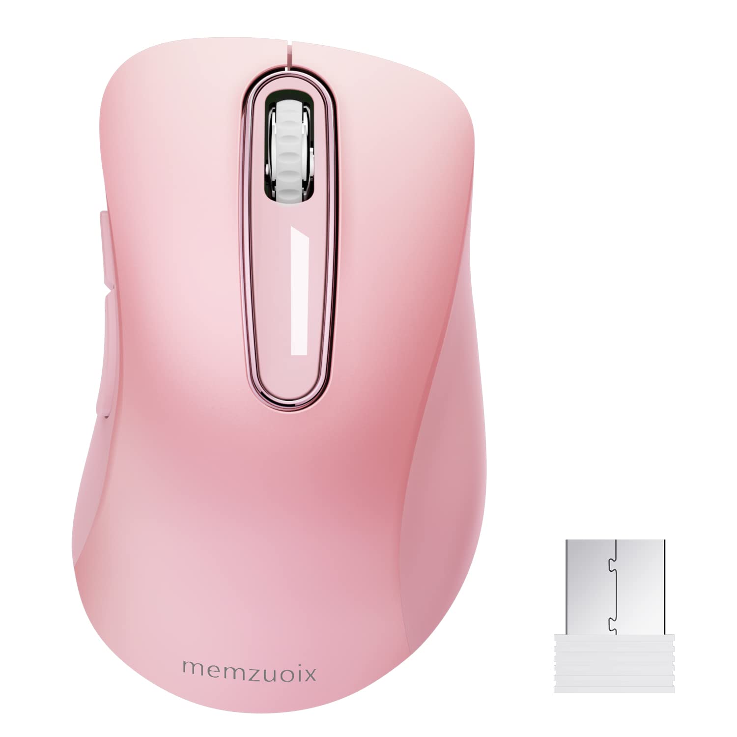 

Memzuoix Wireless Portable Mobile Cordless Mouse with USB 1200 DPI Ergonomic Wireless Mouse for Computer and 5 Buttons 2.4G Mouse, Receiver, Laptops, рожевий