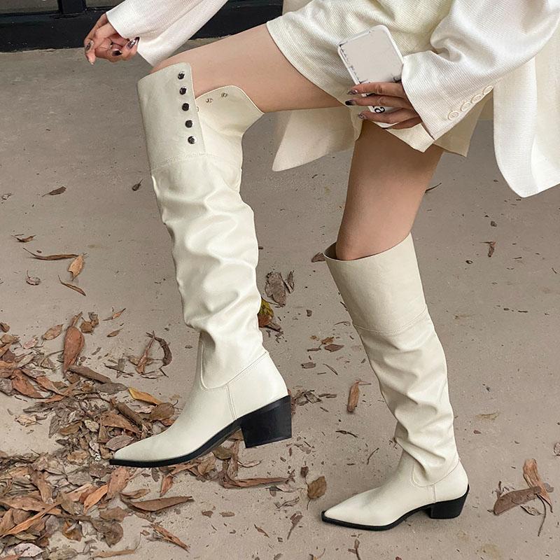 Fashion Party Modern Ladies Knee High Boots With Heels Shoes Female Footwear Fashion Pointed Toe Women Long Boots Pumps Shoes new