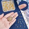 400Pcs 2 Colors Brass Crimp Beads Covers, Round, Golden & Silver, 4x3mm, Hole: 1.5mm, 200pcs/color