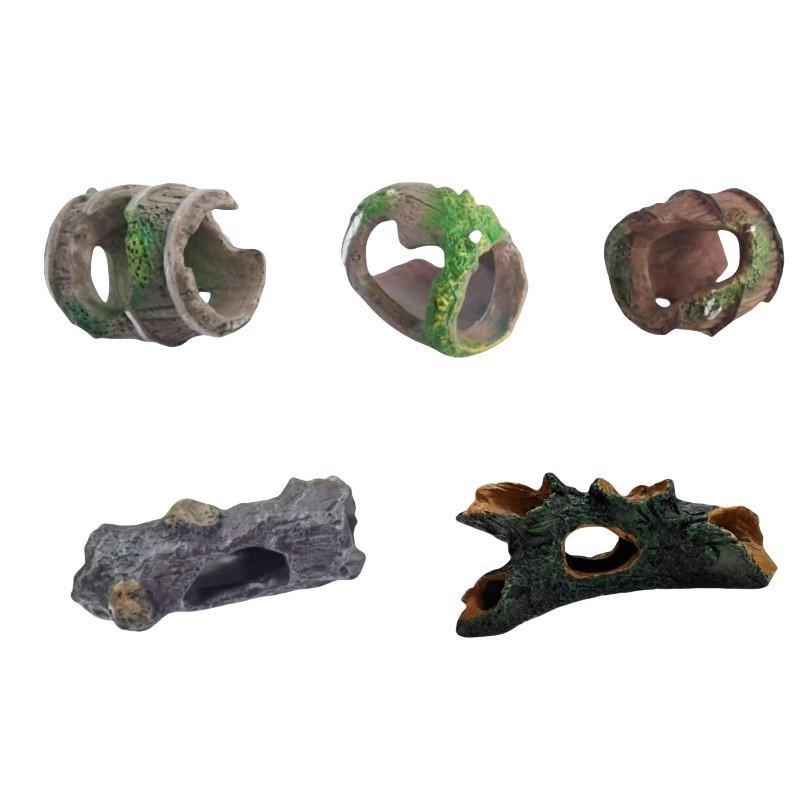 Aquarium Decorative Hideout Fish Shrimp Crayfish Reptiles PVC Hollow Log Tree Trunk Cave Small Medium Size