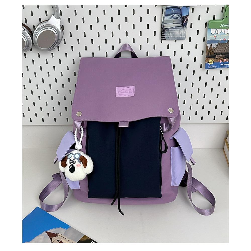 New Schoolbag Female Student Lightweight Large Capacity Contrasting Color Leisure Outdoor Travel Commuting Simple Backpack