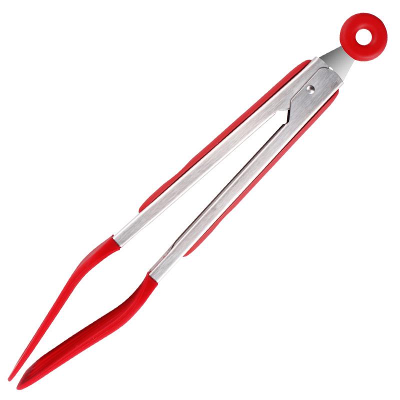 

Силиконовые щипцы для барбекю, зажим для барбекю, кухонные зажимы, силиконовые щипцы для еды, зажимы для еды, кухонный инструмент для дома, лопатка из нержавеющей стали red