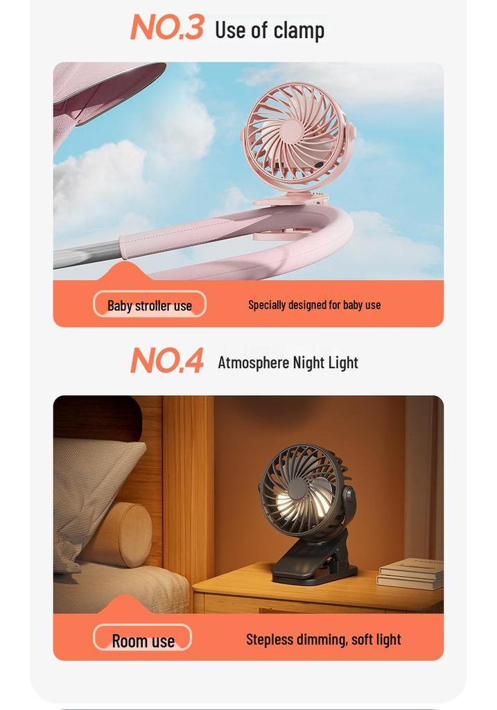 USB Rechargeable Mini Stroller Clip Fan: Portable Outdoor Fan