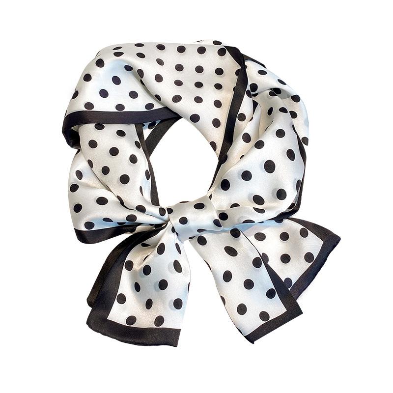2025 dot100% Silk Scarf For Women Long Print Luxury Natural Shawls Wraps Scarves Hijab Foulard Lady Office Neck Kerchief Bandana