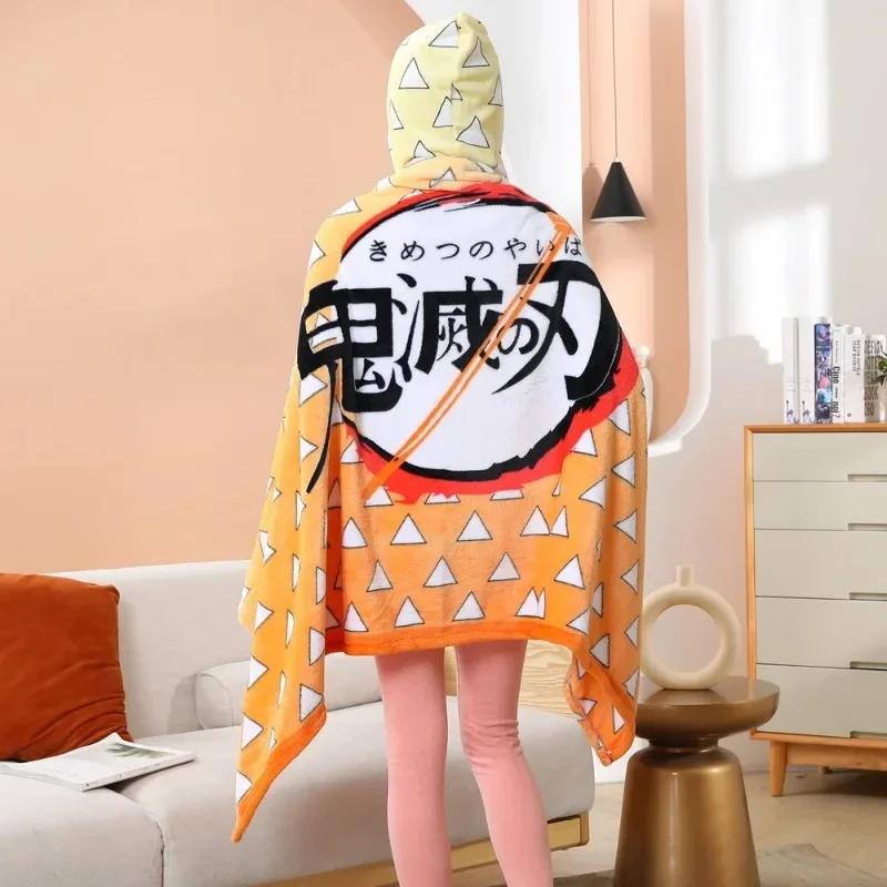 Demon Slayer Blanket Plaid Anime Kimetsu No Yaiba Cosplay Prop Tanjirou Custom Women Pajamas Shinobu Adult Bathrobe Shawl Gown Kid Friendly