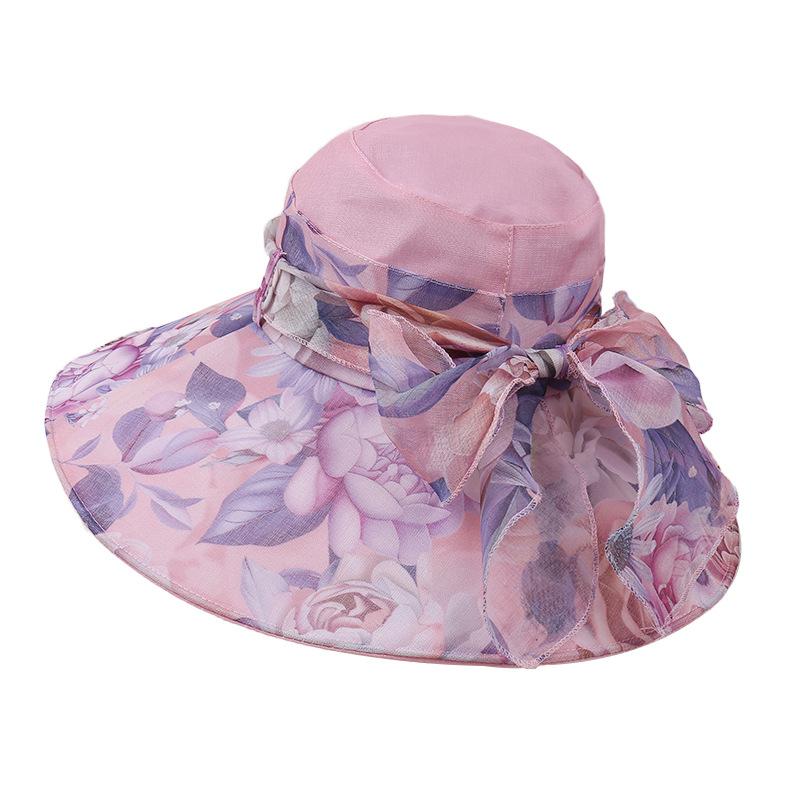 New Hat Women'S Large Brimmed Sunscreen Sun Hat Flower Versatile Look Young Age Reducing Hat Leisure Sunscreen Hat