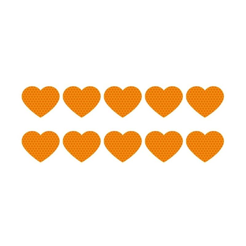 Heart Shaped Reflective Motorcycle Stickers 10PCS Flexible Decals Easy Application Removable Adhesive For Vehicle Surfac