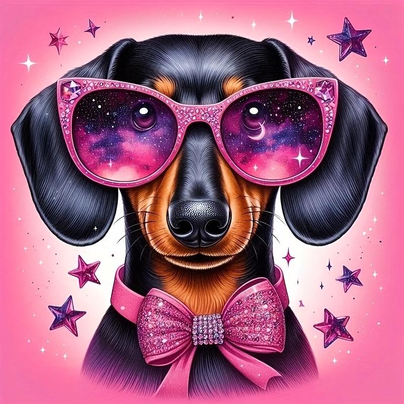 1pc 2D Flat Printing Fashionable Pet Puppy Diamond Art Painting Kit. Handmade Entertainment Supplies, Crafts, Desktop Ornaments, Wall Hangings. Furnit
