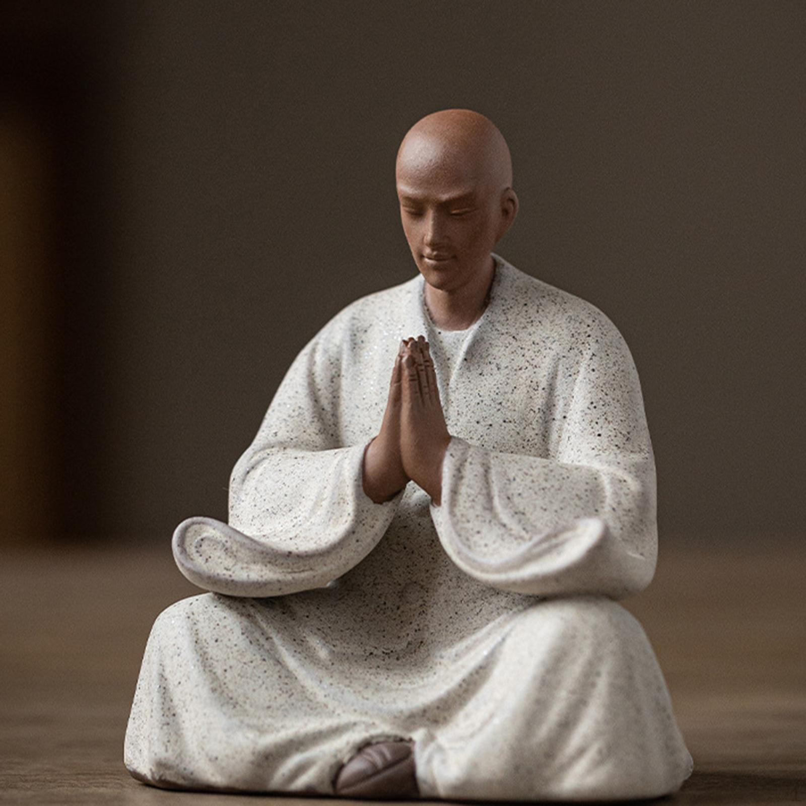 

Маленькая статуя монаха, скульптура Будды, буддийский подарок, поделки, фиолетовая глиняная фигурка, украшение для дома Style A