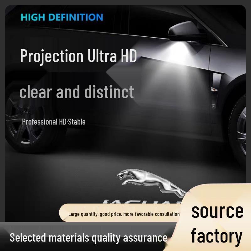 

Приветственный свет зеркала заднего вида Jaguar для XE, XF, XFL, XFR, XJL, XK - Проекционный ковровый окружающий свет Original car logo (order two)