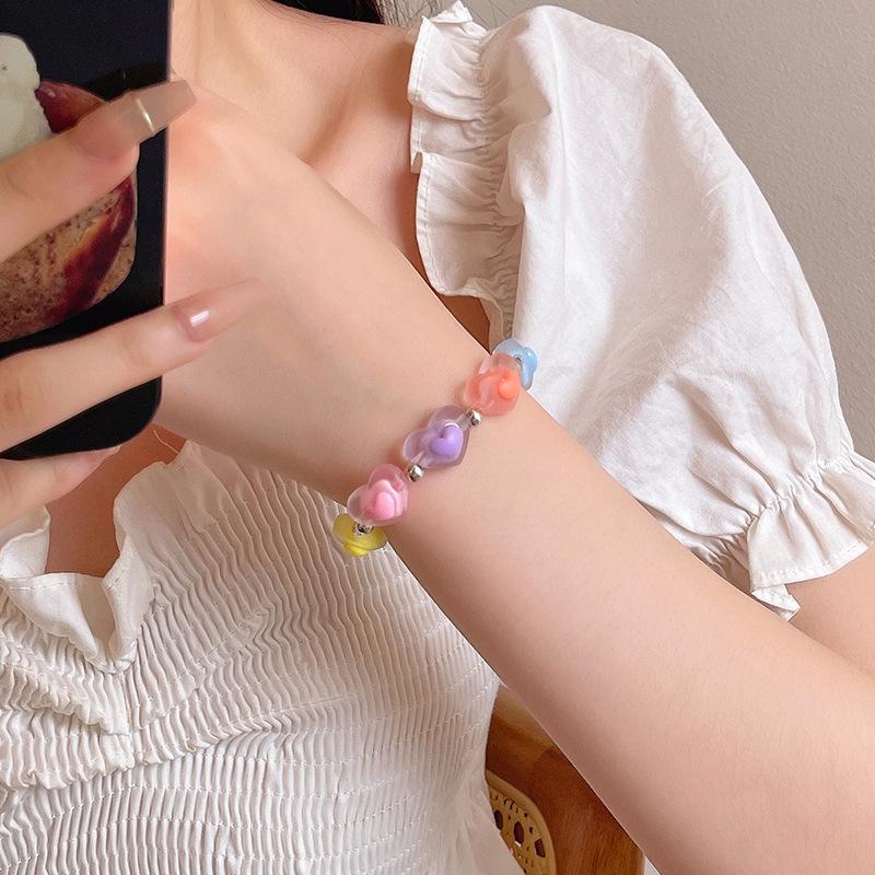 Dopamine-Inspired Colorful Love Bracelet: Beaded Hand Jewelry In Cute Style for Women and Influencer Fashion