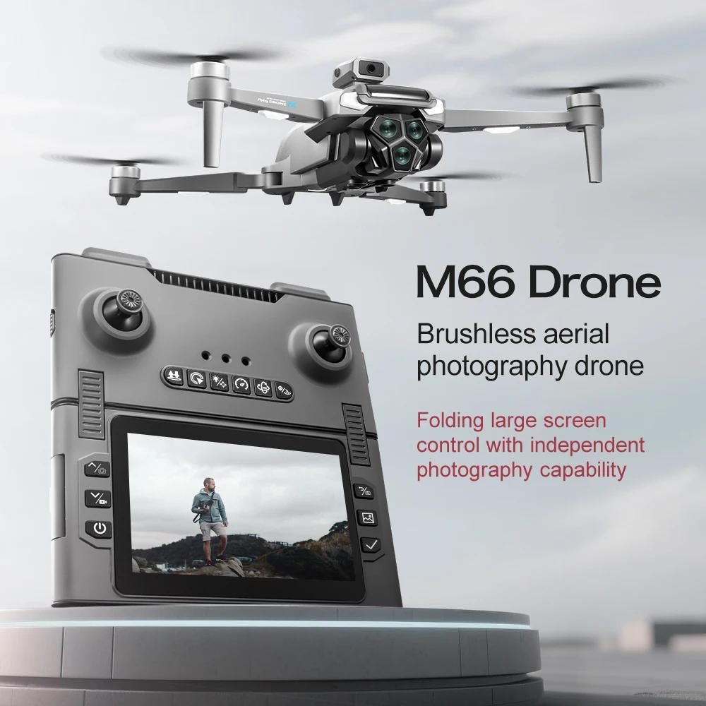 Nový M66 MAX Profesionálny Dron HD 3 Kamery Bezkefový 5G Vyhýbanie sa prekážkam Optické Polohovanie Prúdením Skladací Rc Kvadrokoptéra Displej Hračka Darček