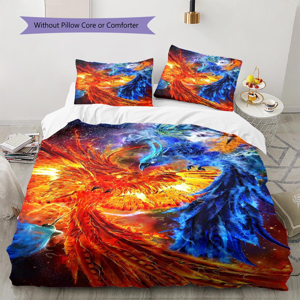 

Phoenix Pattern Bedding Quilt Set Quilt Cover Pillowcase Home Decoration Gift (1 * duvet cover + 2 * pillowcase, without core) 140x200cm