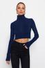 Women's Elegance Style Sweater Stone Soft Textured Crop Knitwear Sweater