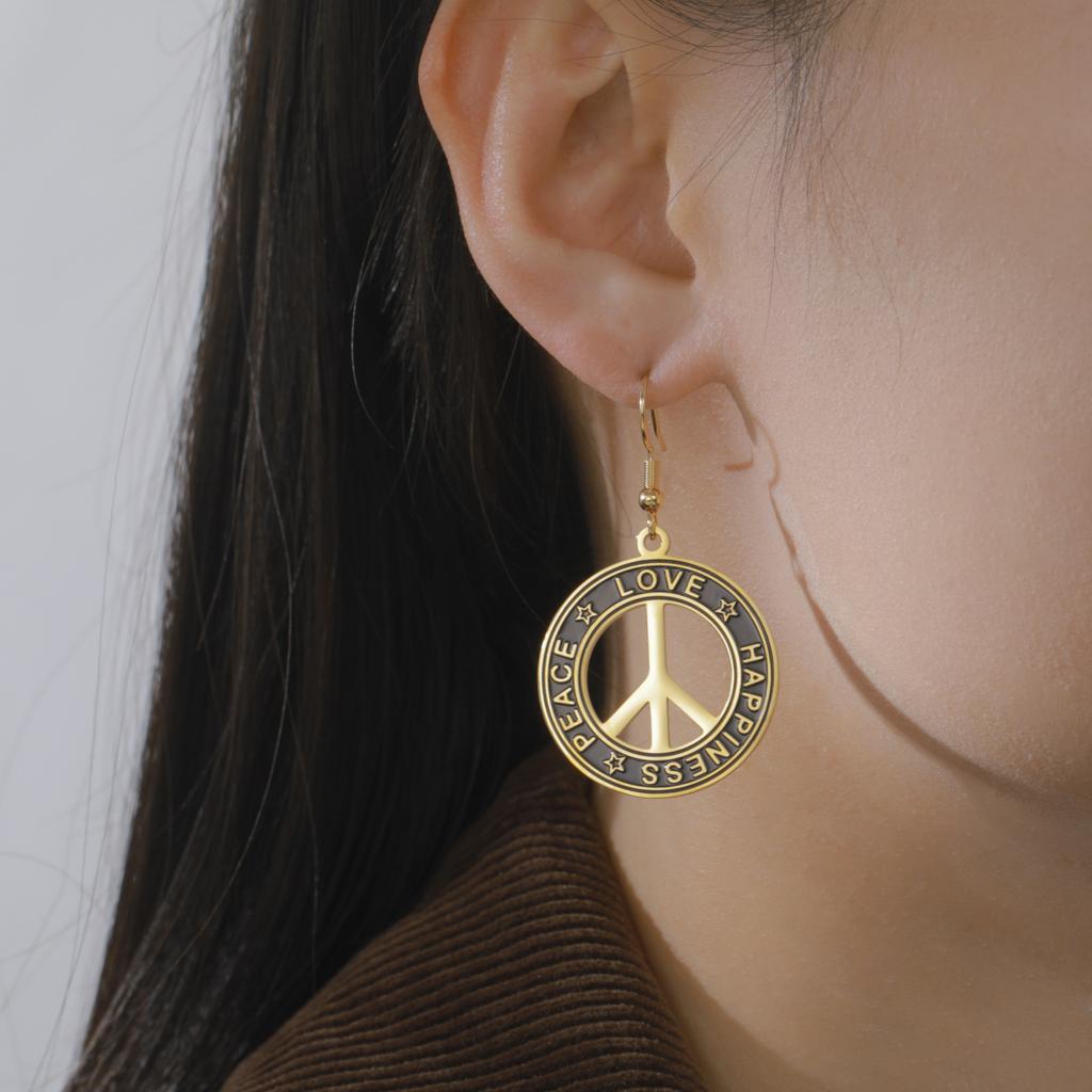 LIKGREAT Vredesteken Oorbellen Roestvrij Staal Oorbel Geluk Vrede Liefde Amulet Spirituele Sieraden Valentijnsdag Cadeau