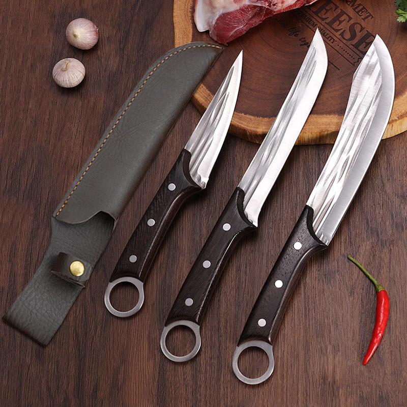 

Нож для обвалки из нержавеющей стали с текстурой, кованый нож для мясника, нож для мяса, кухонный нож для овощей, фруктов