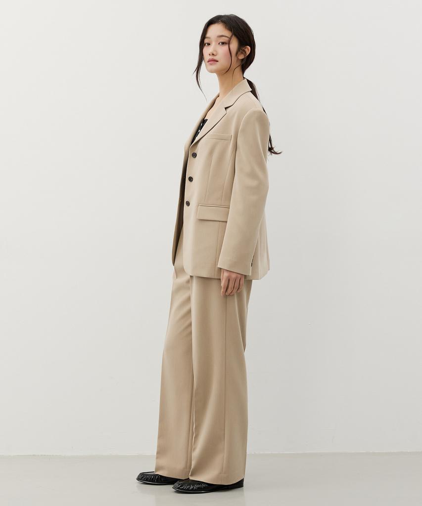 CITYBREEZE Double-Pleat Pin Wide Slacks_Beige