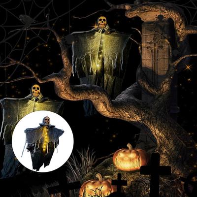 Halloween Hanging Ghost Decoration With LED Light And Adjustable Arms For Indoor Outdoor Spooky Party Decor
