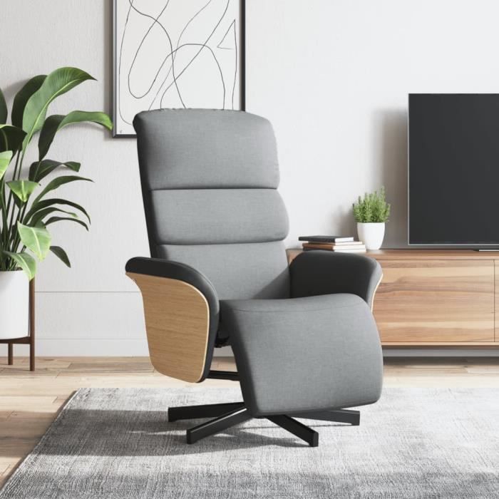 VidaXL Fauteuil inclinable avec repose-pieds gris clair tissu 356601