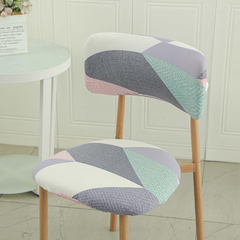 Elastic Curved Backrest Dining Chair Cover Solid Color Split Wood Chair Slipcovers Backrest Seat Dust Protector Home Decoration