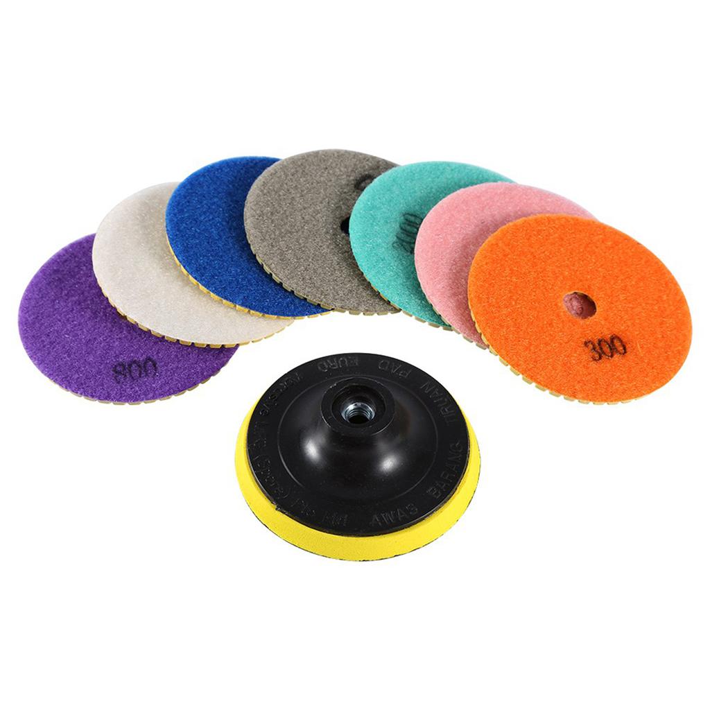 One Set Diamond Wet Dry Polishing Pads Disc for Granite Marble Concrete Stone 4 Inch