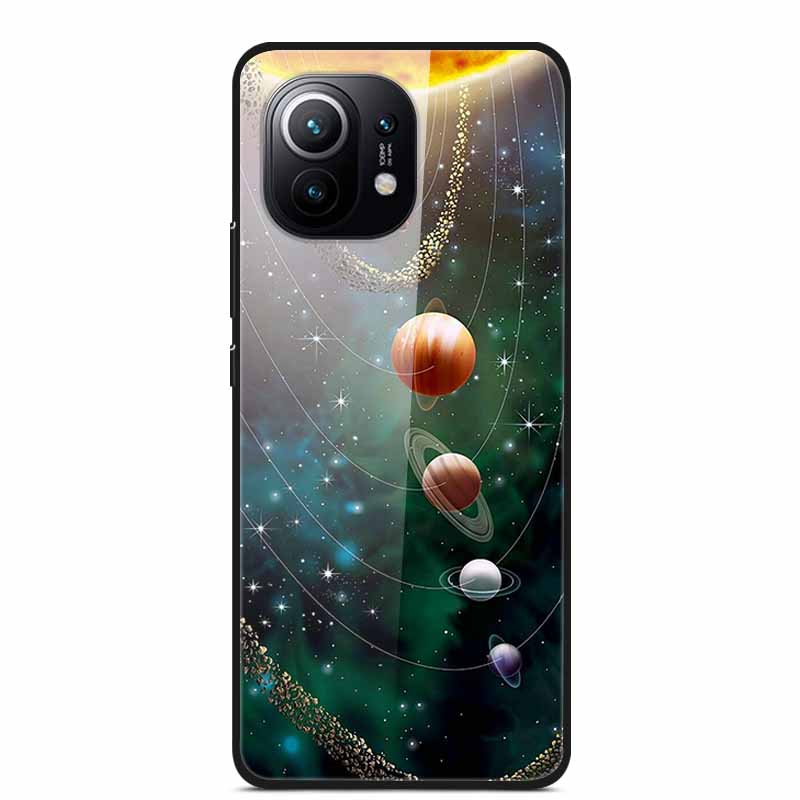 Glass Back Cover For Xiaomi 11 Lite 5G NE Case Soft Edge Hard Tempered Glass Case For Xiaomi Mi 11 Lite 5G NE Phone Case Coque
