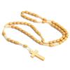 New Wooden Beads Cross Car Pendant For Women Men Catholic Christ Religious Jesus Rosary Jewelry Gift